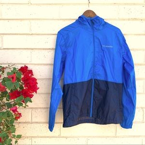 Columbia windbreaker hooded lightweight jacket, mens small, water resistant